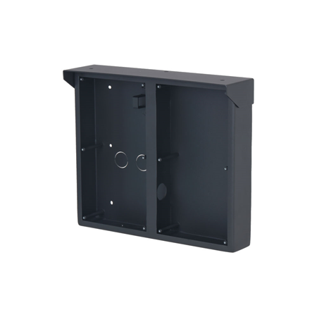 DAHUA-3111 | Cubierta para lluvia para dos módulos dobles. Forma parte del sistema modular VTO4202FB-X de Dahua. Mejora la vida útil del dispositivo protegiéndolo de la luz solar y la lluvia. Fabricada en aluminio AL 5052. Para montaje en superficie
