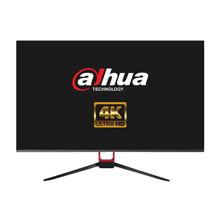 DAHUA-3157 | Monitor LED Dahua 28". Risoluzione nativa di 3840x2160. Luminosità 300 cd/m2. Contrasto 1000:1. 1.073 milioni di colori. Tempo di risposta: 5 ms. Ingressi: 2 HDMI, 1 DP. Include altoparlanti. Include base, cavo HDMI e cavo di alimentazione.