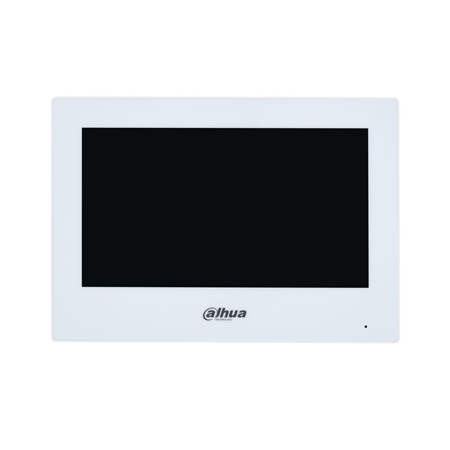 DAHUA-3203 | Monitor WIFI 2 fili Dahua. Touch screen capacitivo da 7”. Risoluzione 1024x600. Decodifica H.264/H.265. Ingresso audio e altoparlante. Campanello supportato. Allarme SOS. 6 ingressi / 1 uscita allarme.