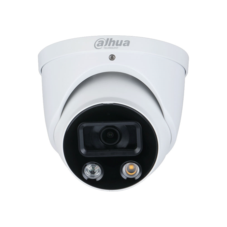 DAHUA-3212N-FO | Domo IP Dahua WizSense. 5MP@20ips, Smart H.265+. Full Color 24h, 0,003 lux, Smart Light 30m. Óptica fija de 2,8 mm. WDR 120dB, 3D-NR, 4 ROI. Protección perimetral. Disuasión activa (luz+sonido). 1 entrada / 1 salida de audio (incorpora micrófono). 1 entrada / 1 salida de alarma. Ranura MicroSD, RJ45, Onvif, IP67, 3AXIS, PoE