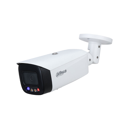 DAHUA-3215N-FO | Cámara IP Dahua WizSense. 5MP@20ips, Smart H.265+. Full Color 24h, 0,003 lux, Smart Light 40m. Óptica fija de 2,8 mm. WDR 120dB, 3D-NR, 4 ROI. Protección perimetral. Disuasión activa (luz+sonido). 1 entrada / 1 salida de audio (incorpora micrófono). 1 entrada / 1 salida de alarma. Ranura MicroSD, RJ45, Onvif, IP67, 3AXIS, PoE
