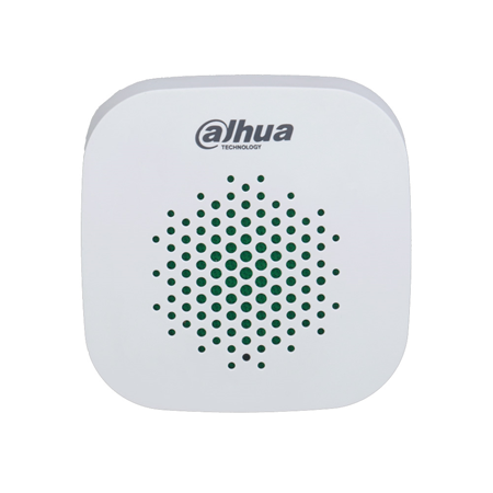 DAHUA-3273 | Sirena vía radio Dahua. Detección de intensidad de señal vía radio. Alarma de batería baja. Medición de temperatura. Salto de frecuencia y comunicación bidireccional. Actualización en la nube y recuperación automática de errores de actualización.
