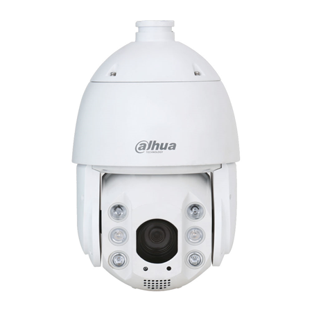 DAHUA-3301 | Domo PTZ IP Dahua WizSense con disuasión activa. 4MP@25ips, Smart H.265+/Smart H.264+. 0,005/0,0005 lux, IR 150m, luz blanca 50 m. Zoom óptico 25X (4,8~120 mm). WDR 120dB, 2D/3D-DNR, ROI. Disuasión activa (luz+sonido). Pan&Tilt: 360°@160°/s (H); 90°@60°/s (V); 300 presets, DH-SD y Pelco-D/P. Protección perimetral, detección facial, SMD y autotracking. 2 entradas / 1 salida de alarma. Ranura MicroSD, RJ45, Onvif, IP66, PoE+