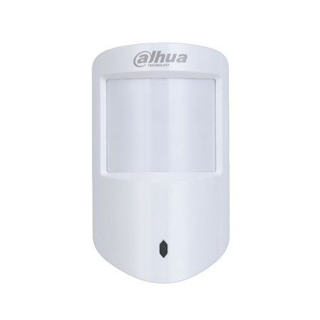 DAHUA-3325 | Detector PIR Dahua vía radio. Alcande de detección de 12m, 90°. Función antimascotas. Compensación automática de la temperatura. Sensibilidad ajustable en 3 niveles. Detección de la intensidad de la señal. Alarma de batería baja. Medición de la temperatura. Salto de frecuencia y comunicación bidireccional