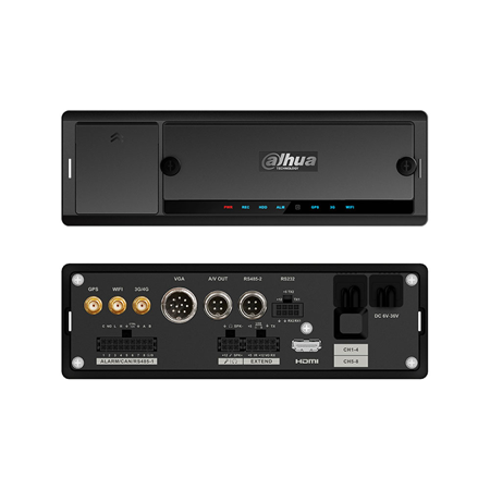DAHUA-3379 | NVR móvil Dahua de 4 canales IP PoE. Formato Smart H.265. Salida HDMI y salidas VGA y AV de aviación. Admite DSM, reconocimiento facial o ANPR. Capacidad de 1/2 HDD 2,5" SATA. Admite tarjeta SD. 1 RJ45, 3 RS232, 2 RS485, 3 USB. Módulo GPS, WiFi y 3G/4G. 36V CC, 4 PoE