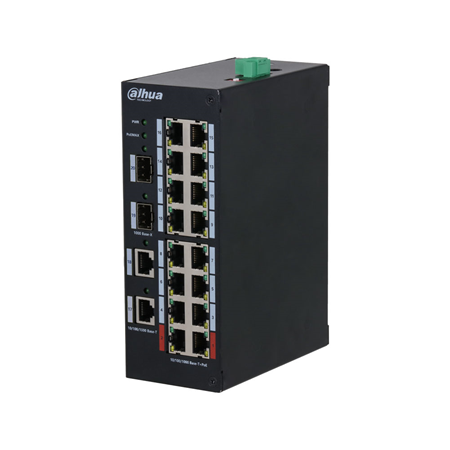 DAHUA-4257|Switch PoE industrial de 16 puertos Gigabit