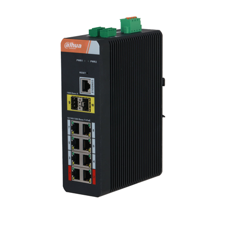 DAHUA-4385|10-port L2 industrial switch with 8 PoE ports