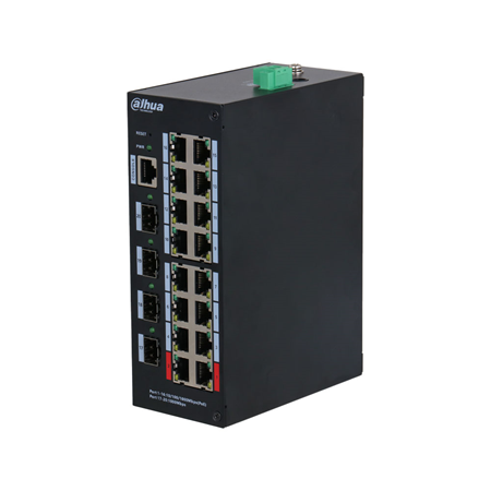 DAHUA-4429|Switch industrial L2 de 20 puertos con 16 PoE