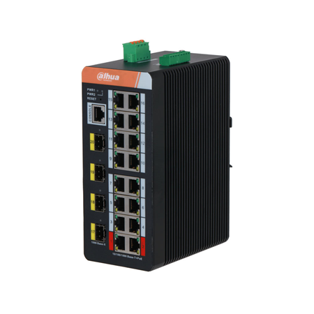 DAHUA-4452|Switch industrial L2 de 20 portas com 16 portas PoE