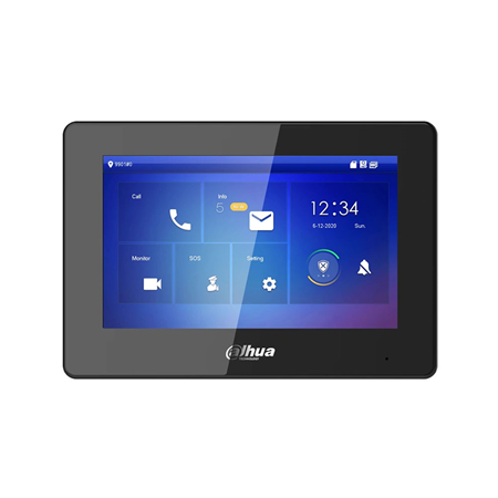 DAHUA-5257|Monitor interior IP Dahua Pro negro con Wi-Fi y pantalla táctil TFT de 7 pulgadas