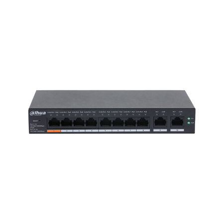 DAHUA-5518|Switch PoE Gigabit gestionable Dahua de capa 2 con 8 puertos PoE y gestión cloud