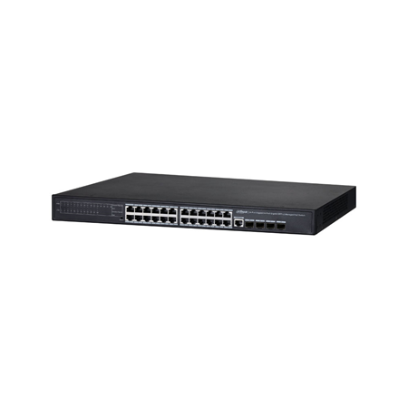 DAHUA-5568|Switch PoE gestionable L2 Dahua de 24 puertos Gigabit PoE con 370 W y 4 puertos 1000 Base-X