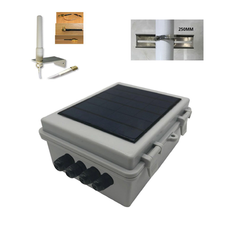 DEM-1335 | Gateway CELULAR-LORA per applicazioni outdoor. Scatola impermeabile IP67 con pannello solare 9V / 3.5W. Batteria interna da 6,4 V / 7 Ah, consente al sistema di funzionare fino a 15 giorni senza luce solare. Fino a 3000 cicli di carica / scarica. Consumo medio 25 mA, SF hopping FREQ hopping. SIMCARD VPN, con disponibilità globale.