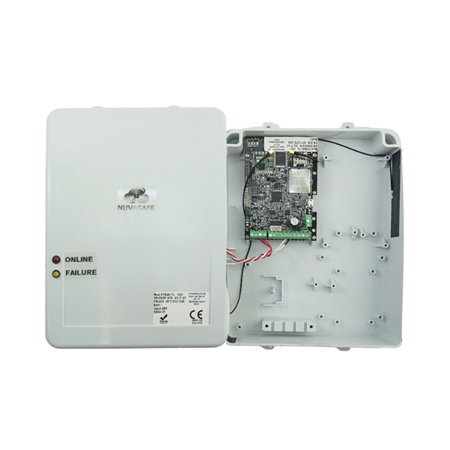 DEM-1346 | Nuvasafe DP4 alarm transmitter. EN54-21 for fire panels. ETHERNET, GPRS/NB-IOT/LTE-CAT-M1 + LORA communications. Internal antennas + LED indicators, according to EN54-21 standard. IP65 housing.