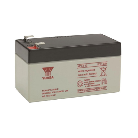 DEM-2496 | Yuasa 12V /1.2 Ah battery. General purpose battery. Calcium lead grids. Made of fiberglass without acid leaks.