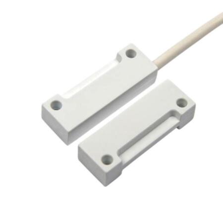 DEM-55-G2 | Contatto magnetico per montaggio di superfice. Carcassa esterna di plastica ABS bianco. Distanza operativa di apertura/chiusura e di 22/18 mm. Distanza operativa di apertura/chiusura Z di 26/18 mm. Magnete alnico 5. EN50131-2-6 Grado 2, Classe III.