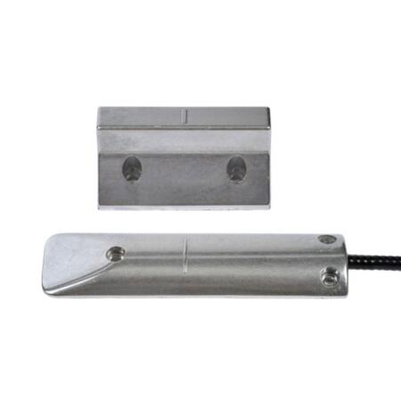DEM-57-G2 | Contatto magnetico base di grande potenza ideale per porte metalliche. Supporta il passaggio di veicoli pesanti. Carcassa di alluminio con elettro finitura lucida. Distanza operativa di apertura/chiusura e di 95/75 mm. Distanza operativa di apertura/chiusura Z di 50/50 mm. Magnete in ferrite isotropico. EN50131-2-6 Grado 2, Classe III.