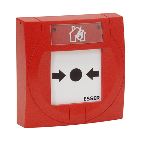 ESSER-29 | Pulsador de alarma por rotura de cristal Esser IQ8. Diseño compacto. Incorpora aislador de cortocircuito de línea. Serigrafía impresa según EN54-11. Permite instalación sobre caja de montaje ESSER-5 (704980)