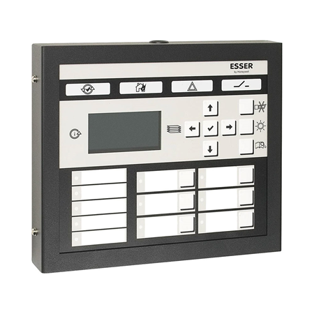 ESSER-70 | Panel repetidor para central Esser FlexES Control. Display alfanumérico LCD de 6 x 20 caracteres. Teclas de control programables individualmente e indicadores LED. Montaje en superficie