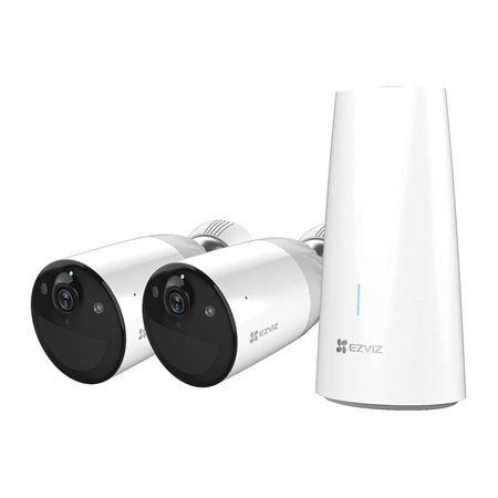 EZVIZ-27 | Kit of two EZVIZ 2MP outdoor WiFi IP cameras + base station. Color night vision. H.265 format. 2MP 1 / 2.8 "CMOS. 1080P @ 25 / 30IPS digital resolution. 2.8mm (108 °) optical. Digital WDR, 3D-DNR. PIR motion detection. Active defense. Customizable voice alerts. Two-way audio. Includes base station compatible with MicroSD cards up to 256GB. IP66 protection. 12900 mAh rechargeable lithium battery