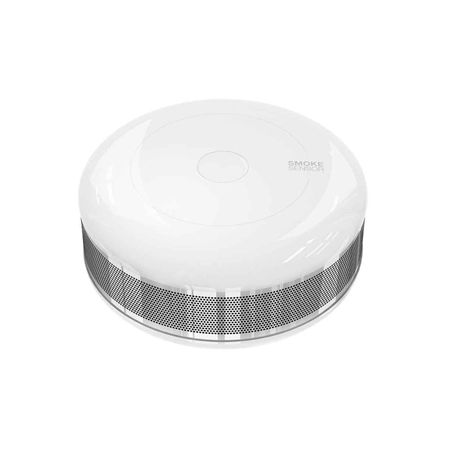 FIBARO-006 | FIBARO Smoke Sensor. Optical and universal Z-Wave smoke detector. Designed to operate in confined spaces, under normal conditions (no smoke, dust, condensed water vapor). Designed to be mounted on a wall or ceiling. Compatible with any Z-Wave or Z-Wave Plus controller. Supports protected mode (Z-Wave network security mode) with AES-128 encryption. Extremely easy installation. Battery operation. 3 levels of sensitivity. Built-in case opening detection. The alarm is signaled with sound, visual indicator and Z-Wave control command. Programmable over-temperature warning. Self test performed every 10 seconds