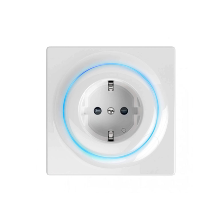 FIBARO-010 | Toma eléctrica inteligente Walli Outlet FIBARO. Diseñada para controlar dispositivos eléctricos a través de la red Z-Wave. Mide la potencia activa y la energía consumida por la carga controlada. Permite encender/apagar el dispositivo conectado de forma remota. Versión para enchufe tipo F. Muestra la carga actual mediante marco LED multicolor (con placa de cubierta FIBARO). Admite modos de seguridad de red Z-Wave: S0 con cifrado AES-123 y S2 autenticado con cifrado basado en PRNG. Funciona como repetidor de señal Z-Wave (todos los dispositivos que no funcionan con batería dentro de la red actuarán como repetidores para aumentar la fiabilidad de la red). Puede usarse con todos los dispositivos certificados con el certificado Z-Wave Plus, incluyendo dispositivos de terceros