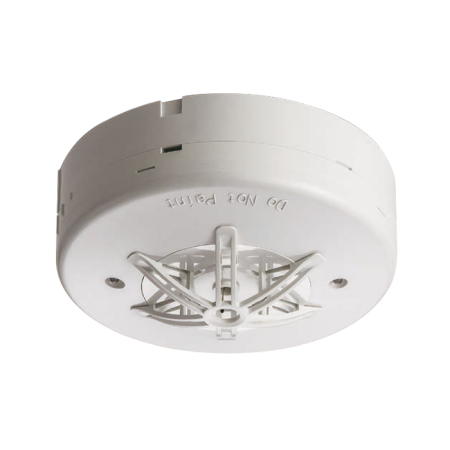 FOC-217 | 2 wire heat detection with base included. Thermal sensibility of 58°C. Coverage of 30 m² ~ 90 m². Fire-proof plastic. EN-54 certified.
