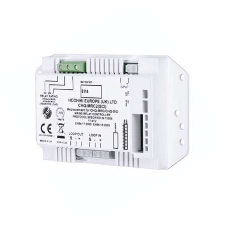 FOC-846 | Controlador de relé de red Hochiki con aislador. Módulo de entrada/salida única: proporciona una única salida de relé para el control de dispositivos tales como amortiguadores, extractores o apagado de plantas y equipos. La entrada supervisada se puede usar para supervisar fallos de alimentación local o una entrada de propósito general. Alimentado por lazo. Dirección de lazo única. Contacto de relé con capacidad nominal de 250V CA a 5A (solo carga resistiva) y 48V CC a 2A (solo carga resistiva). Entrada auxiliar supervisada. Aislador de cortocircuito