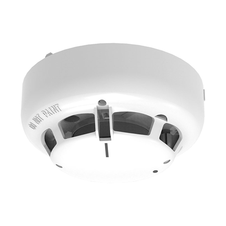 FOC-848 | Detector analógico Hochiki térmico-termovelocimétrico con SCI. Modos seleccionables por el usuario. Incorpora elementos de temperatura fija y tasa de aumento de calor. Leds gemelos visibles 360°. Pulsante / no pulsante controlado desde panel compatible. Direccionado electrónicamente