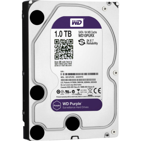 HDD-1TB | 1 TB HDD (WD10PURX model), special for videosurveillance. SATA 6 Gb/s interface, It is supplied only installed on any of our DVR/NVR