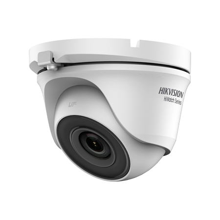 HIK-262 | Domo fijo 4 en 1 Serie HiWatch™ de HIKVISION® con iluminación Smart IR de 30 m para exterior. CMOS de 2MP. Salida 4 en 1 (HDCVI/HDTVI/AHD/960H). Óptica fija de 2,8 mm (106°). Filtro ICR. OSD, AGC, BLC, WDR 120dB, 3D-DNR, brillo, nitidez, espejo. IP66. Soporte 3AXIS. 12V CC.