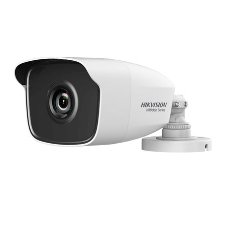 HIK-263 | Cámara bullet 4 en 1 Serie HiWatch™ de HIKVISION® con iluminación Smart IR de 50 m para exterior. CMOS de 2MP. Salida 4 en 1 (HDCVI/HDTVI/AHD/960H). Óptica fija de 2,8 mm (106°). Filtro ICR. OSD, AGC, BLC, WDR 120dB, 3D-DNR, brillo, nitidez, espejo. IP66. Soporte 3AXIS. 12V CC.