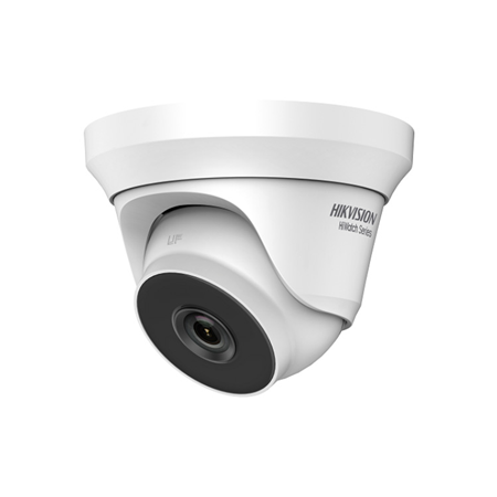 HIK-264 | Domo fijo 4 en 1 Serie HiWatch™ de HIKVISION® con iluminación Smart IR de 50 m para exterior. CMOS de 2MP. Salida 4 en 1 (HDCVI/HDTVI/AHD/960H). Óptica fija de 2,8 mm (106°). Filtro ICR. OSD, AGC, BLC, WDR 120dB, 3D-DNR, brillo, nitidez, espejo. IP66. Soporte 3AXIS. 12V CC.