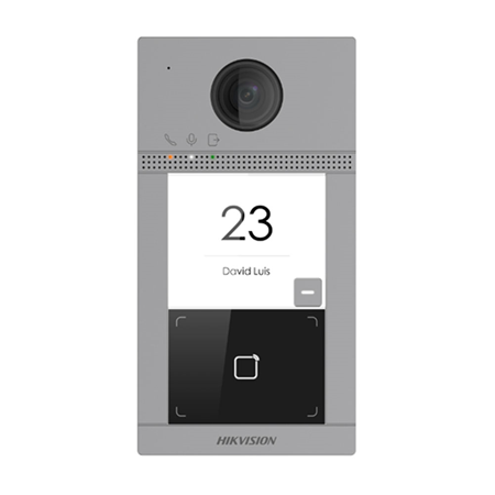 HIK-266 | Estación de videoportero IP HIKVISION. PoE estándar. Cámara HD de 2 megapíxeles. Audio bidireccional. Supresión de ruido y cancelación de ruido. Baja iluminación. Funciones de control de accesos. Alarma por manipulación. Configuración remota via web. WiFi de 2,4GHz. Protección IK08