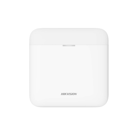HIK-297 | Repetidor vía radio de la serie AX PRO. Aumenta el alcance vía radio del sistema AX Pro en 1600 metros en campo abierto. Empareja automáticamente hasta 8 PIRCAM o detectores de humo. Método de inscripción múltiple y diseño de fácil instalación. Se alimenta a 100V ~ 240V CA. Batería de respaldo con hasta 35 horas de autonomía