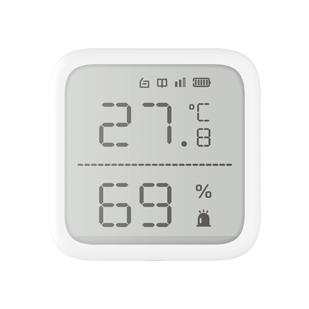HIK-298 | Detector de temperatura y humedad vía radio de la serie AX PRO. Pantalla de 2,7". Diseño modular para aplicaciones de uso múltiple. Se alimenta mediante 2 pilas AAA. Duración de la pila de hasta 2 años. Totalmente configurable de forma remota a través de la aplicación. Múltiples métodos de inscripción y diseño de fácil instalación. Salto de frecuencia contra interferencias para una transmisión fiable. Alcance vía radio de 1200 metros desde el HUB de control