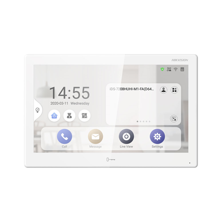 HIK-311 | Monitor IP HIKVISION de interior. Pantalla táctil de 10,1 pulgadas con resolución 1024x600. Admite la instalación de aplicaciones Android. Plataforma abierta para la integración de software de terceros. Videoportero y visualización en directo 24/7 desde teléfono móvil. Hik-Connect integrado para una gestión todo en uno. Panel de intrusión vía radio para gestión in situ. Recibe 7 segundos de verificación de vídeo de los sistemas de alarma