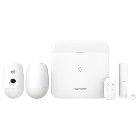 HIK-316 | Kit AX PRO de HIKVISION compuesto por:. 1x Panel de control de 64 zonas vía radio HIK-267 (DS-PWA64-L-WE) de la serie AXHub PRO (incorpora modulo comunicación GPRS 2G). 1x Pulsador vía radio 868MHz HIK-274 (DS-PKF1-WE). 1x Detector PIR vía radio 868MHz HIK-280 (DS-PDP15P-EG2-WE) con Alcance de 15 metros y antimascotas hasta 30 kg. 1x Detector PIRCAM vía radio 868MHz HIK-283 (DS-PDPC12P-EG2-WE) con Alcance de 12 metros y antimascotas hasta 30 kg. 1x Magnético vía radio 868MHz HIK-286 (DS-PDMC-EG2-WE).