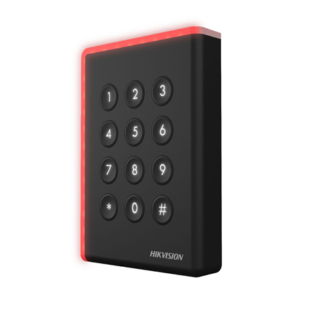 HIK-341 | Tastiera HIKVISION con lettore di schede da esterno. Lettore di schede EM 125KHz. Cicalino acustico incorporato. Interfaccia RS485 e Wiegand 26/34. Supporta il protocollo OSDP. Allarme manomissione. Grado di protezione IP65