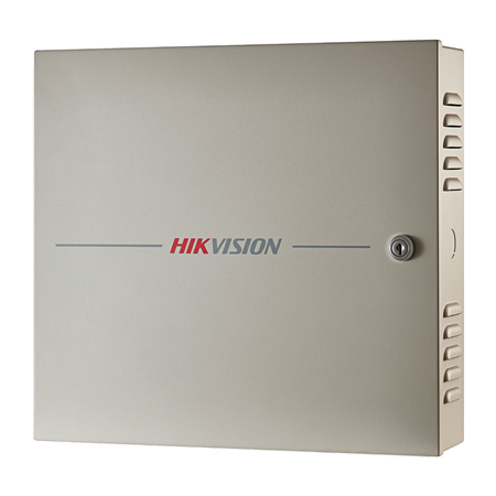 HIK-373 | Controladora de accesos HIKVISION de 1 puerta. Para 2 lectores RS485 o 2 lectores Wiegand. Hasta 100 000 tarjetas. Registro de 300 000 eventos. Comunicación TCP/IP, RS485 y Wiegand 26/34. 4 entradas / 2 salidas de alarma. Incluye caja y fuente de alimentación.