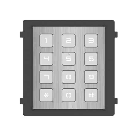 HIK-405 | Módulo HIKVISION de teclado. Para sistema de videoportero modular serie KD8. Permite desbloquear la puerta mediante contraseña. Permite llamada a residentes introduciendo el número de habitación. Fácil de expandir.