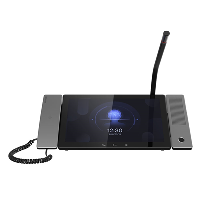 HIK-406 | Stazione master HIKVISION con Android. Touch screen capacitivo IPS a colori da 10,1”. 3 pulsanti a sfioramento. Fotocamera da 2 MP. Include microfono e altoparlante. Slot SD. 2 ingressi / 2 uscite di allarme. RJ45 da 2 Gigabit. 1 RS485, 3 USB. 12 V CC/PoE.