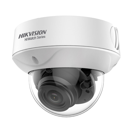 HIK-52N | HIKVISION® HiWatch™ 4-in-1 dome. 5MP@20ips. 4-in-1 switchable output. ICR, 0.01 lux, Smart IR 40m. 2.7~13.5mm motorized optics. Digital WDR. IP67, IK10, 3AXIS, 12V DC / 24V AC