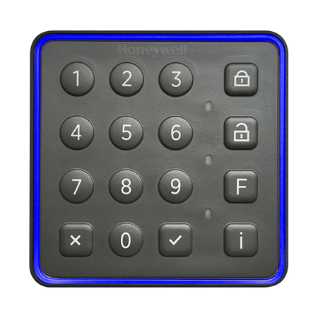 HONEYWELL-192 | Lector luminAXS MifareD con teclado de 16 teclas. Lectura MIFARE DESFire. 3 LED de estado. Anillo de luz programable. Zumbador integrado. Interfaz Wiegand. Detección de manipulación. Carcasa para montaje en pared. Grado de protección IP65