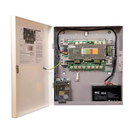 HONEYWELL-208 | Controlador IP para 2 a 4 puertas MPA2 compatible web, MaxProCloud y Winpak. Compatible con paneles NetAxs y ampliabl e mediante conexión IP o RS485. Hasta 100.000 tarjetas y 100.000 eventos con antipassback local y global. Conexión R J45 para lectores, entradas, salidas y red IP. Comunicaciones encriptadas de 128 bit AES con OSDP para lectores y 256 bit entre panel y host (web, cloud o WIN-PAK). Caja metálica con fuente de alimentación 230V CA / 13,8V CC, 4A con carga de batería. 4 Salidas de relé + 4 de colector abierto y 8 entradas configurables