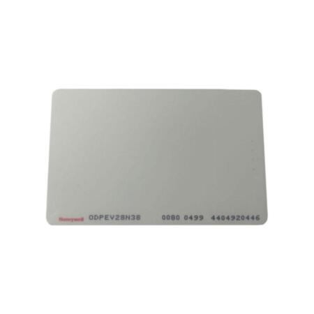 HONEYWELL-216 | Tarjeta de PVC ISO 8K DESFire EV2. Color blanco imprimible con logo Honeywell. Frecuencia 13,56MHz. Rango de lectura de hasta 2 cm. Compatible con perforación vertical u horizontal