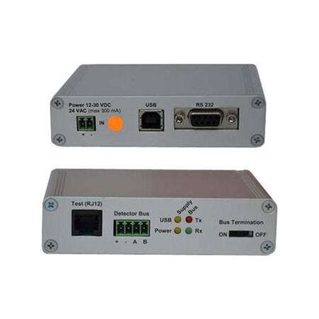 HONEYWELL-227 | Módulo interfaz en caja para conectar detectores ADPRO con bus RS485 a un PC. El módulo permite la configuración del detector via servicio remoto. Módulo interfaz bus de RS485 a PC (USB/RS232). Comunicación bidireccional. Incluye cables y CD FW-/SW-CD. Visualización en un PC de la señal de los detectores en las pruebas de alcance y gestión de alarmas, registros y cambio de parámetros. Requiere CABLE PRO E-IFC-RS-485 para conectar los detectores PRO E