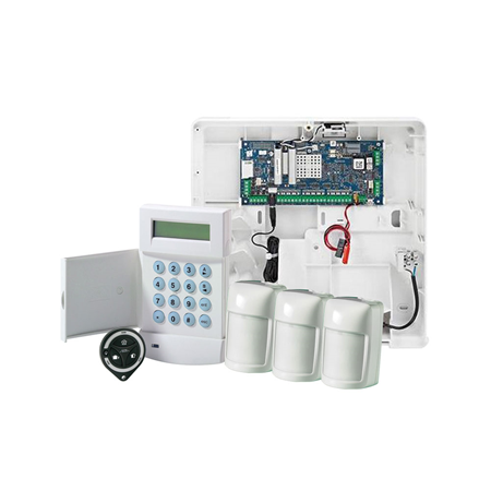 HONEYWELL-318 | Kit HONEYWELL compuesto por:. 1x HONEYWELL-30 (C005-L-E1) Central Galaxy Flex V3 12 zonas ampliable hasta 20, caja mediana, Grado 2. 1x HONEYWELL-5 (CP037-01): Teclado LCD alfanumérico de 2 líneas de 16 caracteresde, Grado 3. 1x HONEYWELL-69 (A073-00-01): Módulo interfaz vía radio bidireccional, Grado 2. 3x HONEYWELL-2 (IR8M): Detector PIR vía radio universal, Grado 2. 1x HONEYWELL-254 (TCC800M): Mando compacto bidireccional con cuatro botones, Grado 2