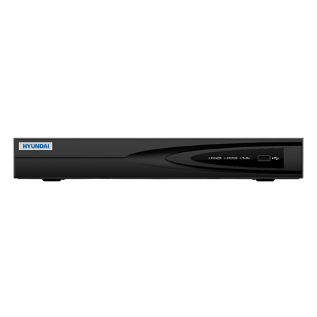 HYU-280 | NVR IP HYUNDAI NEXT GEN de 4 canales 8MP. Compresión H.265+, H.264+, H.265, H.264 y MPEG4. Audio bidireccional. Reproducción de hasta 4 canales. Resolución de grabación de 4K/8MP, 6MP, 5MP, 4MP, 3MP, 1080P, UXGA, 720P, etc. Ancho de banda de 40/80 Mbps. Salidas HDMI (4K) y VGA (1080P). Análisis inteligente. Capacidad de 1 HDD SATA. 1 RJ45 Gigabit. 2 USB 2.0. 48V CC. 4 puertos PoE/PoE+