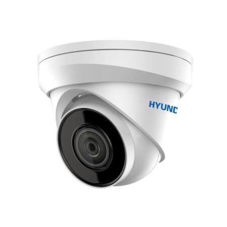 HYU-410N | IP dome with IR illumination of 30 meters, for outdoors, 4 MP. H.265+/H.265/H.264/H.264+/MJPEG. 1/3" CMOS, 4MP. Digital resolution 4MP, 1080P, 720P, 20FPS. Mechanical filter. 0,01 lux. 2,8 mm fixed lens (100°). OSD, AGC, BLC, digital WDR, 3D-DNR, motion detection, privacy mask, fixed ROI. IP67, IK10. 3AXIS. 12V DC. PoE.